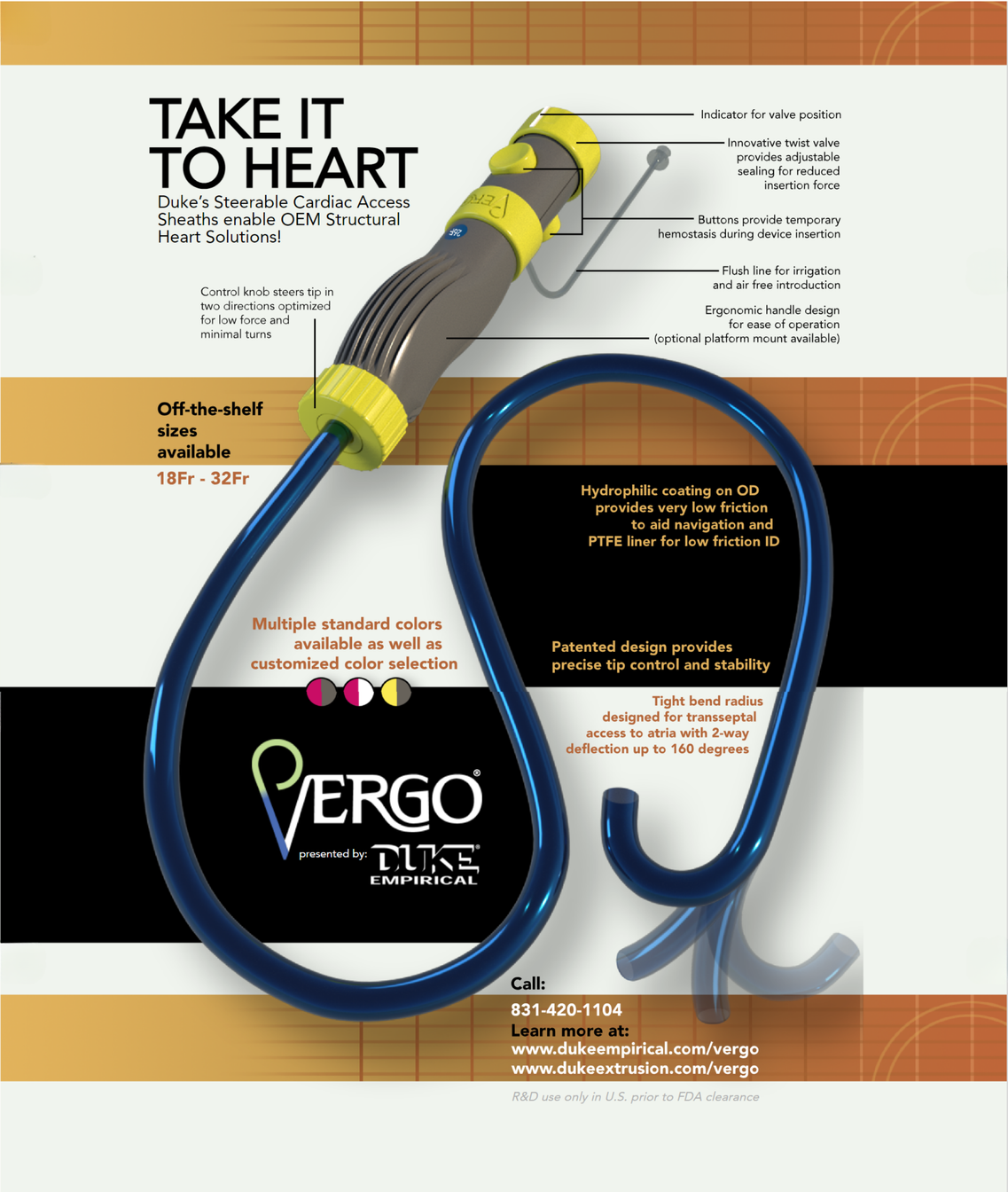 Specifications of steerable cardiac access sheath VERGO®